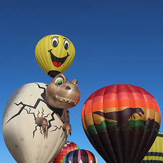 Dinosaur&Yellow Smiley Hot-Air Balloons