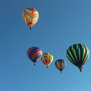 Five Colorful Hot-Air Balloons